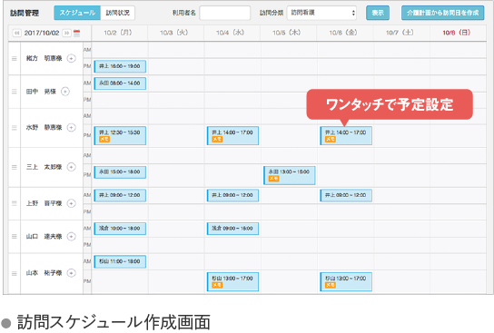 訪問スケジュール作成機能 使えるくらうど訪問管理